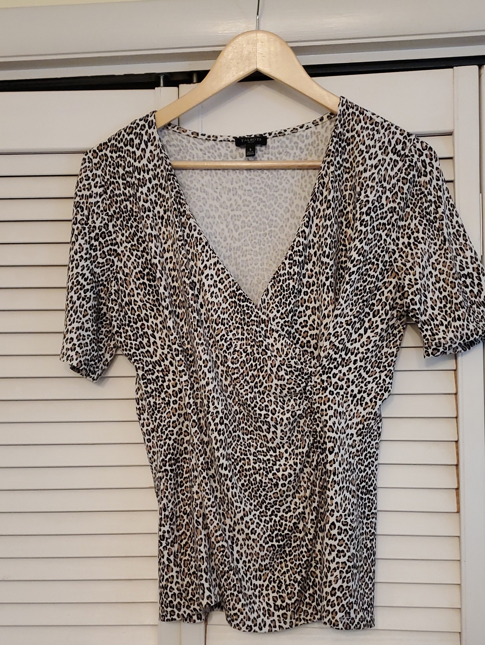 Talbots Leopard Print Mock Wrap Top, Size Petite Small
